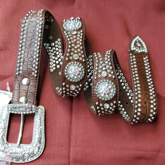Boot Barn  Genuine Leather Rhinestones Belt - Picture 9 of 9